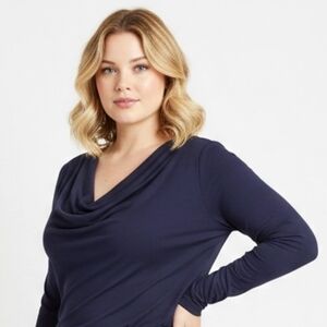 TOMMY BAHAMA‎ Navy Blue Soft Modal Low Drape Neck XL